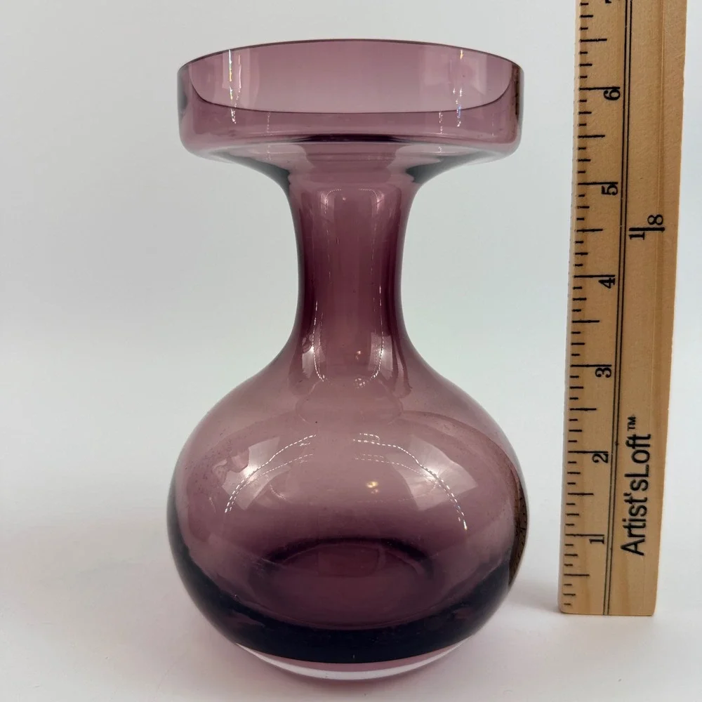 Pair Attributed Riihimäen Lasi Amethyst Art Glass Vases Finnish MCM